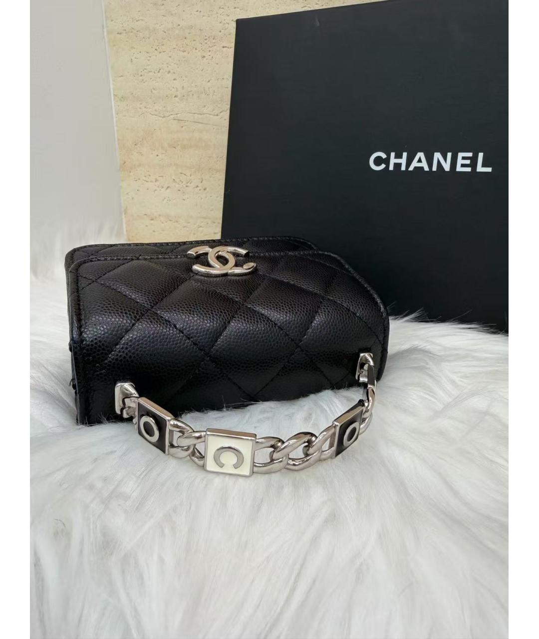 CHANEL Черная кожаная сумка с короткими ручками, фото 6