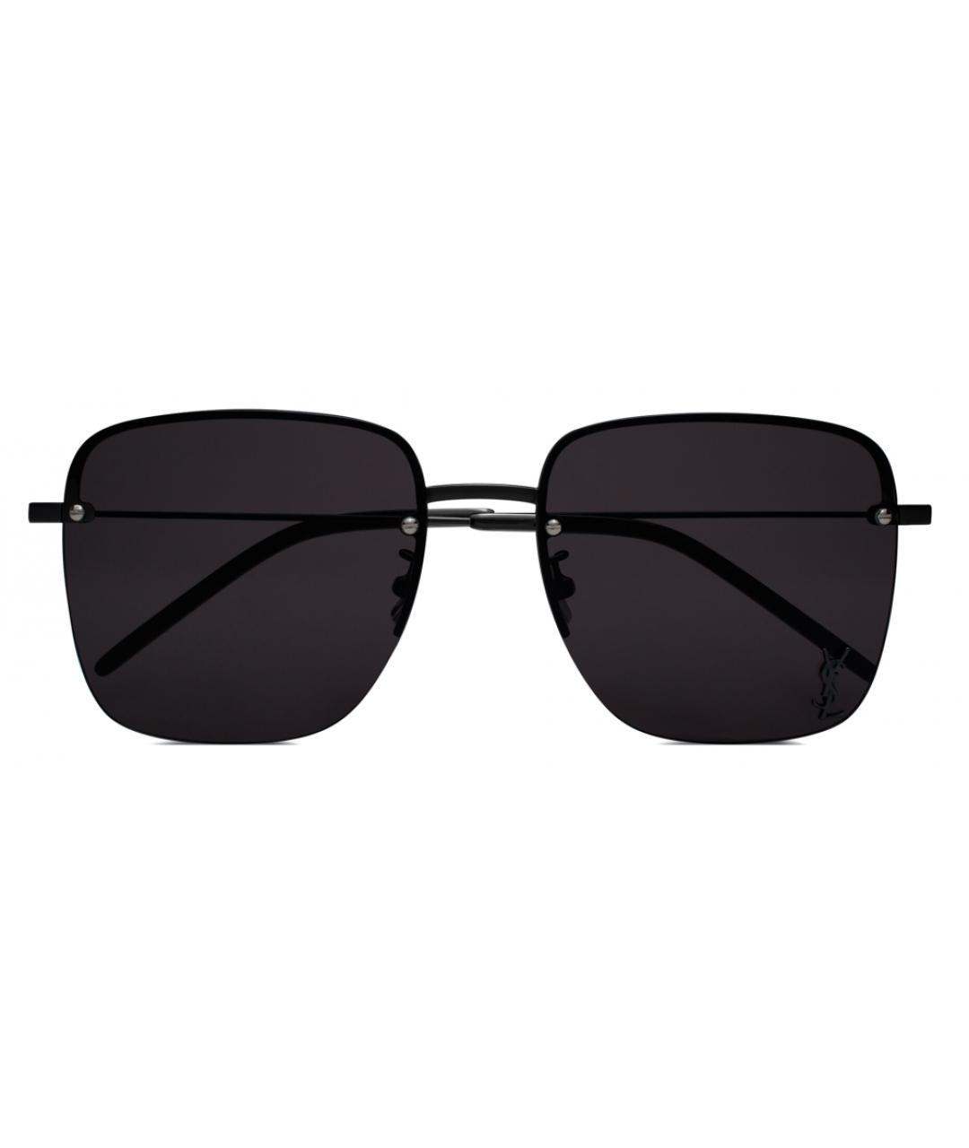 SAINT LAURENT Черные металлические солнцезащитные очки, фото 2