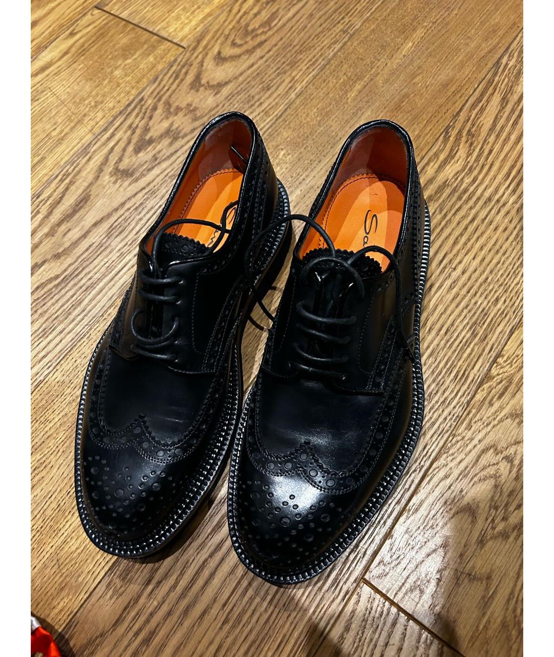 SANTONI Черные кожаные низкие ботинки, фото 2