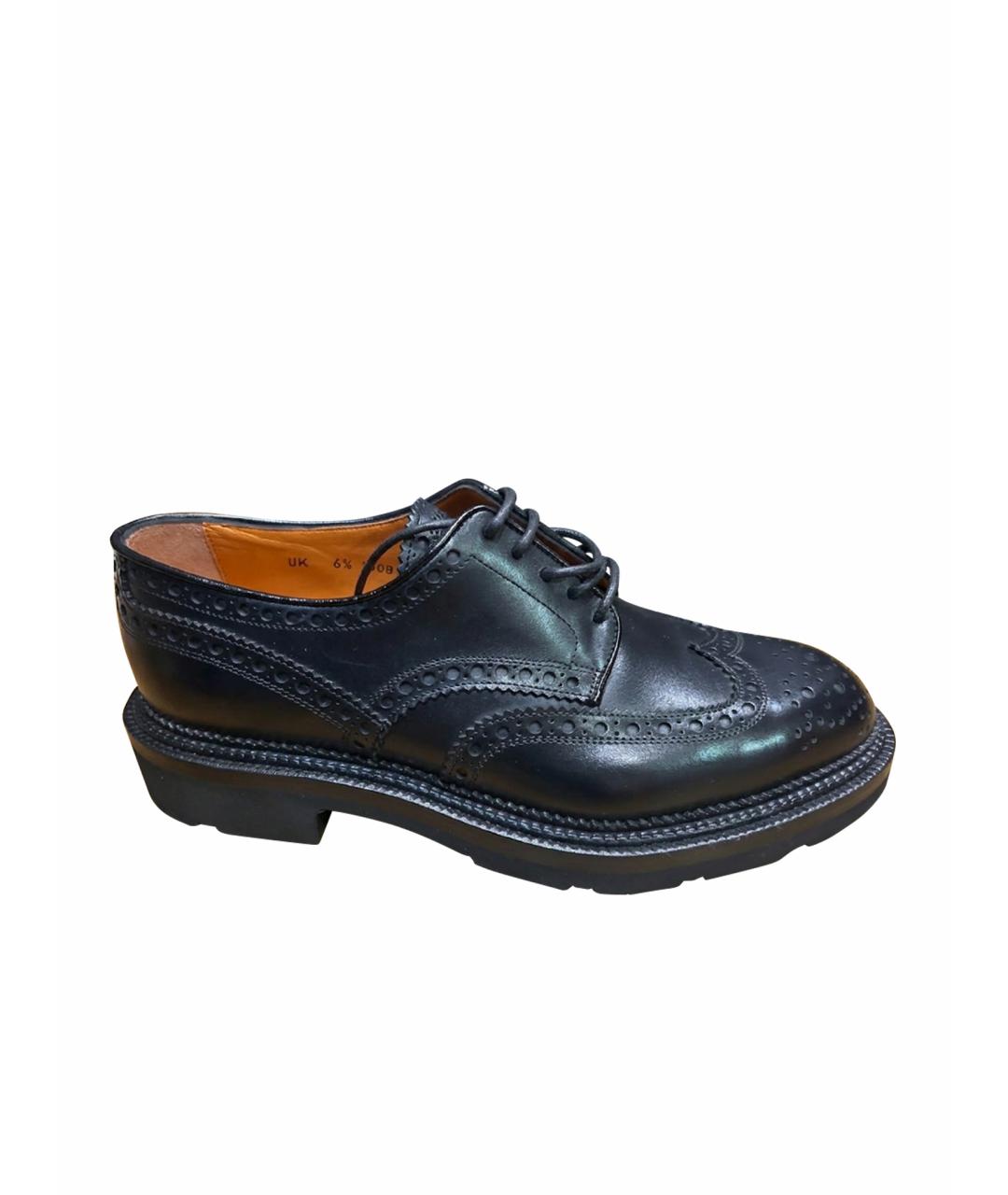 SANTONI Черные кожаные низкие ботинки, фото 1