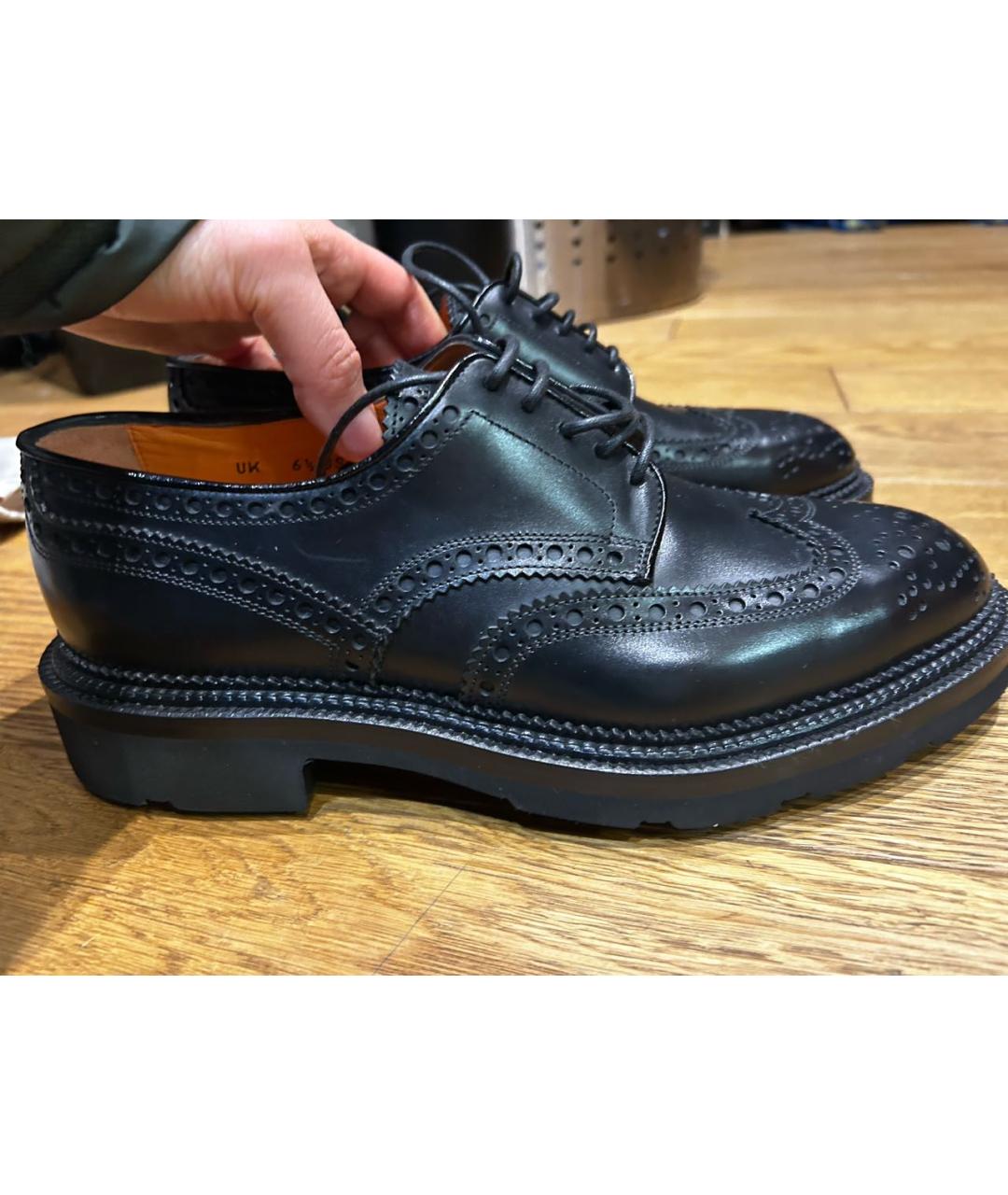 SANTONI Черные кожаные низкие ботинки, фото 5