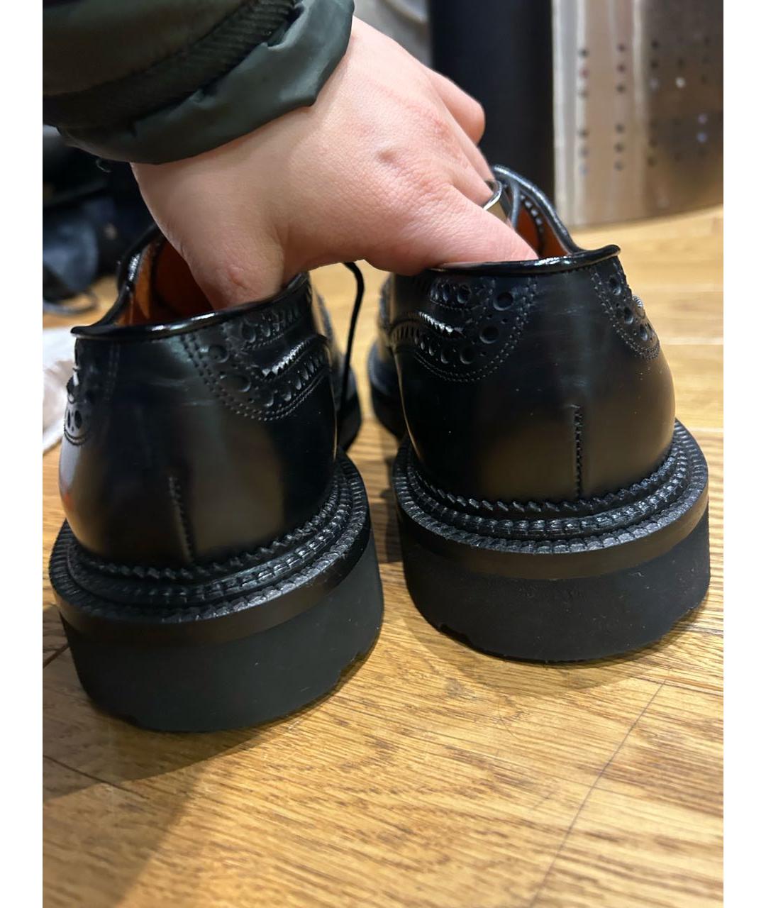 SANTONI Черные кожаные низкие ботинки, фото 4