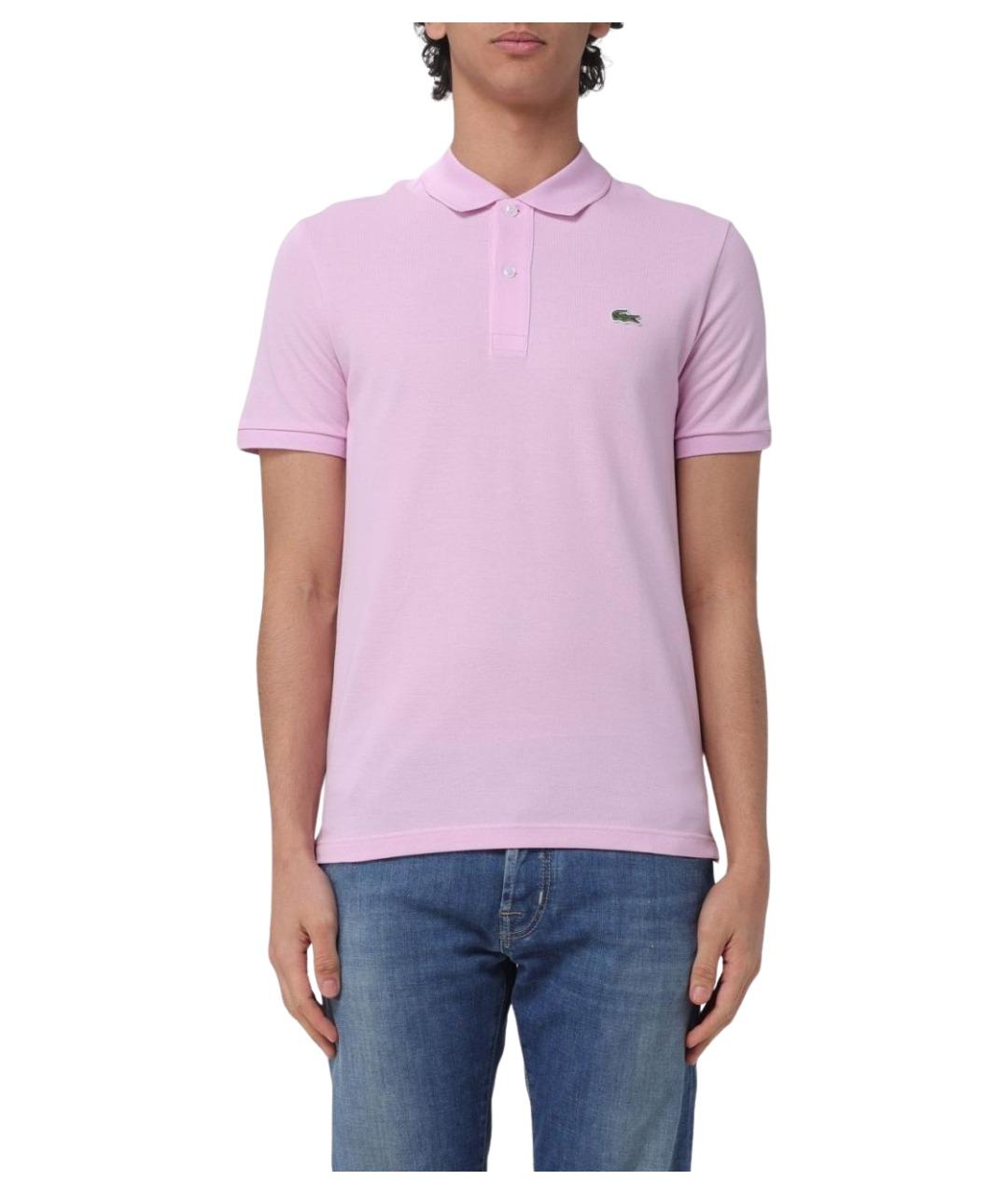 LACOSTE Розовое хлопковое поло с коротким рукавом, фото 1