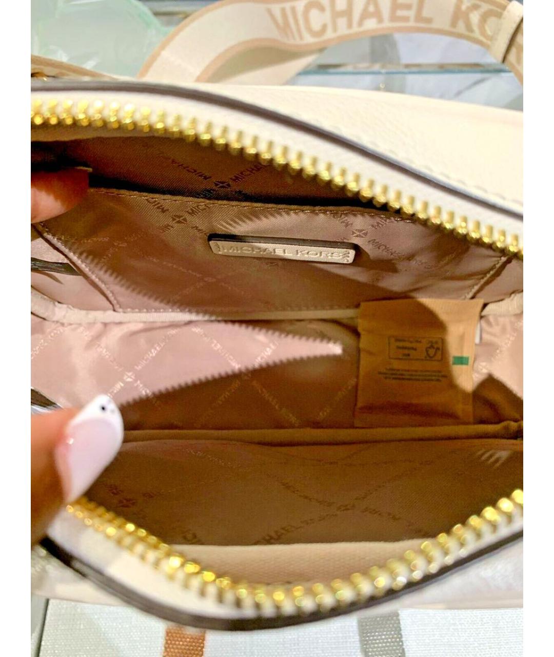 MICHAEL KORS Бежевая сумка через плечо из искусственной кожи, фото 4