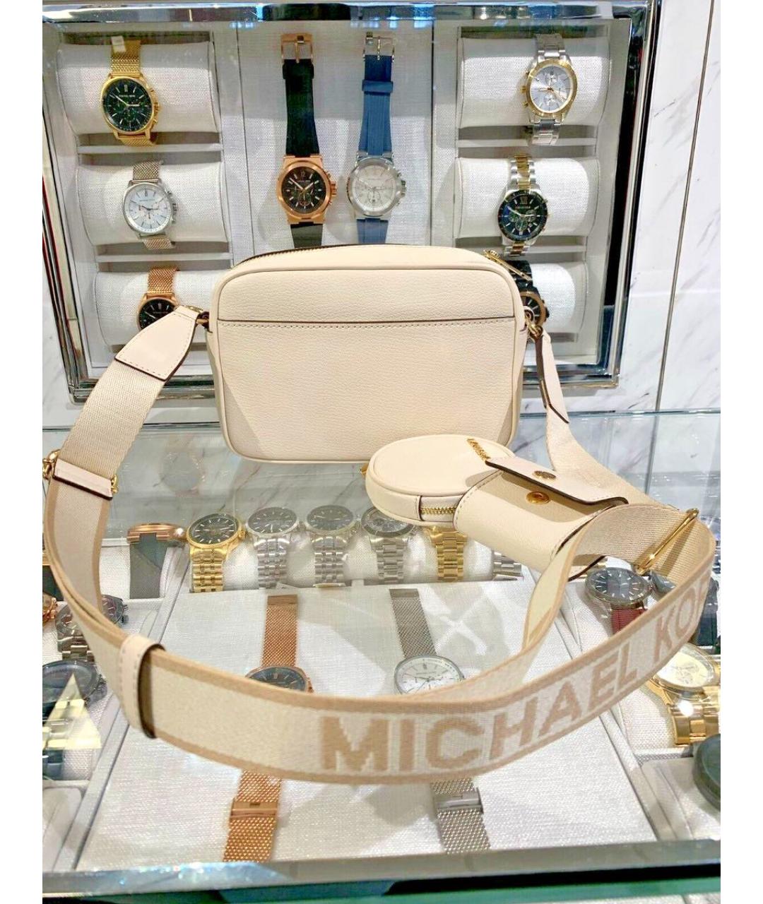MICHAEL KORS Бежевая сумка через плечо из искусственной кожи, фото 3