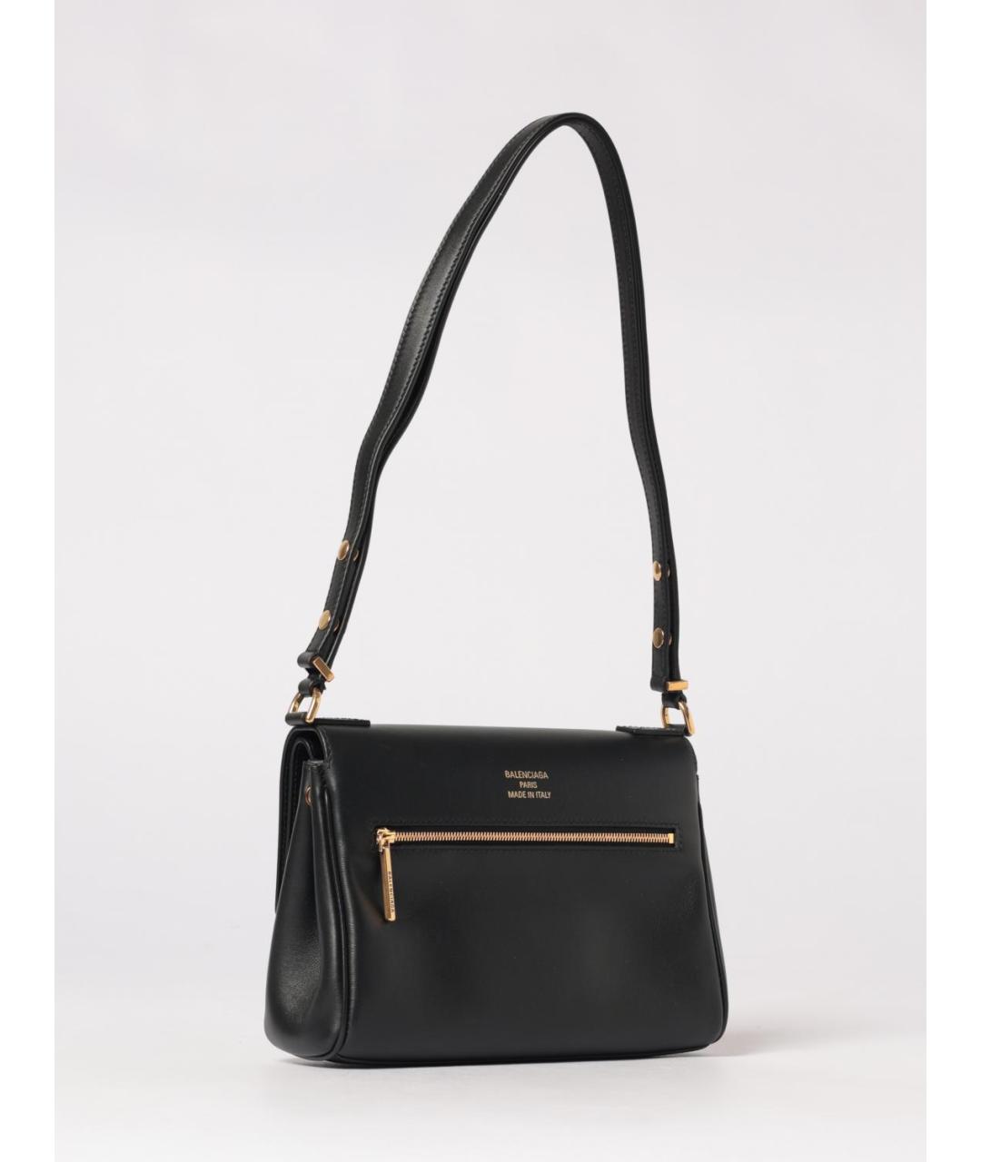 BALENCIAGA Черная кожаная сумка через плечо, фото 2