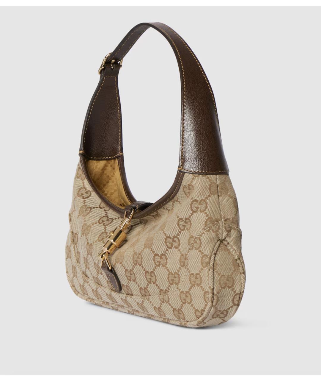 GUCCI Бежевая жаккардовая сумка через плечо, фото 2