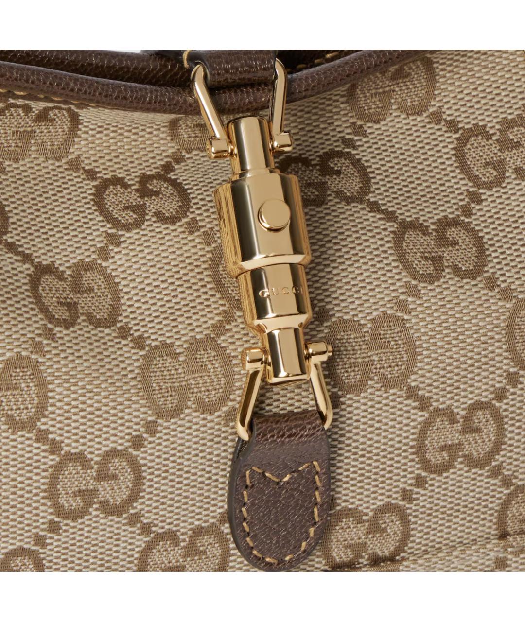 GUCCI Бежевая жаккардовая сумка через плечо, фото 4