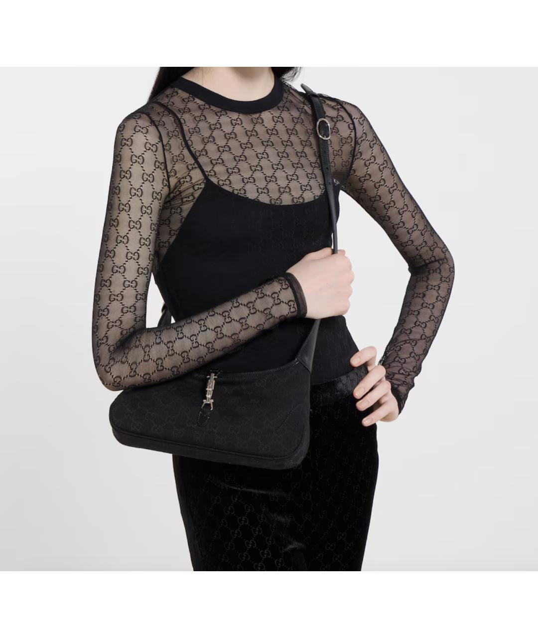GUCCI Черная жаккардовая сумка через плечо, фото 4