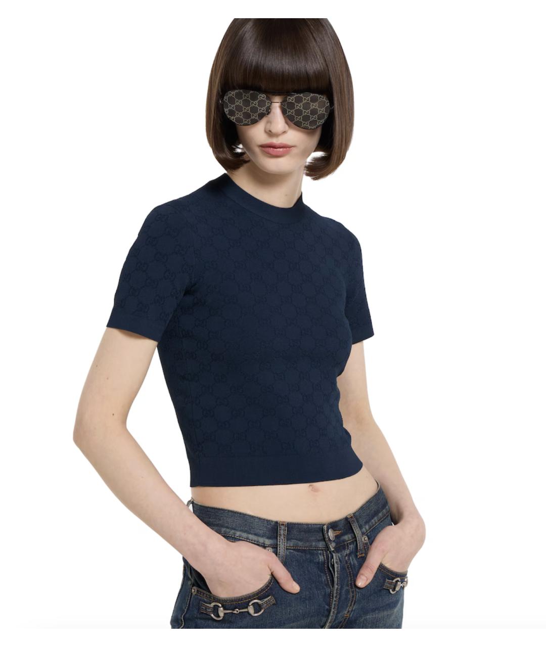 GUCCI Синий вискозный джемпер / свитер, фото 3