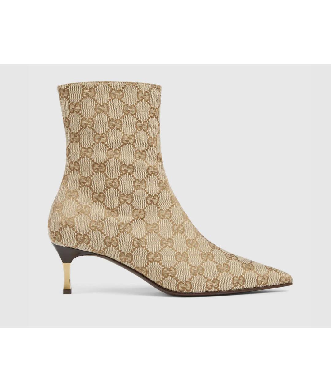 GUCCI Бежевые текстильные ботильоны, фото 5