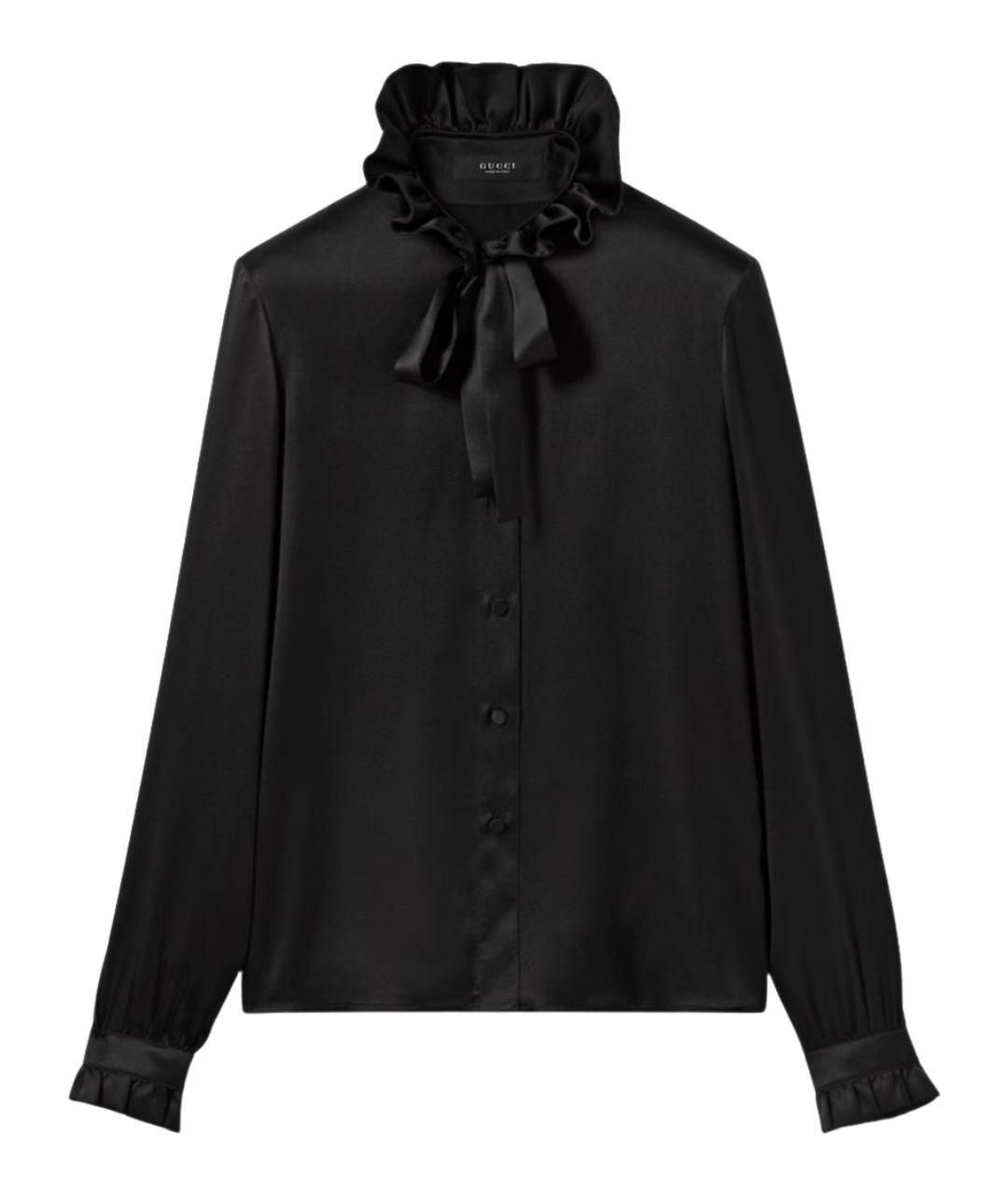GUCCI Черная шелковая блузы, фото 1