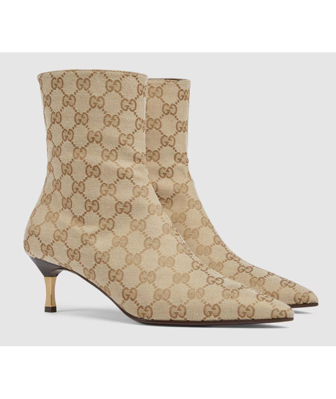 GUCCI Бежевые текстильные ботильоны, фото 2