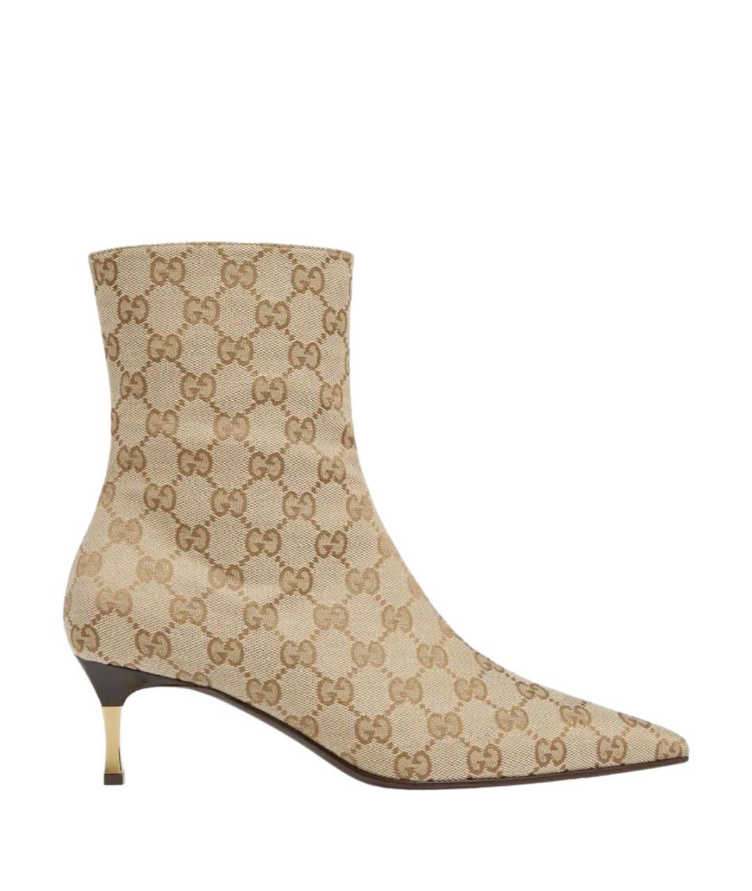 GUCCI Бежевые текстильные ботильоны, фото 1