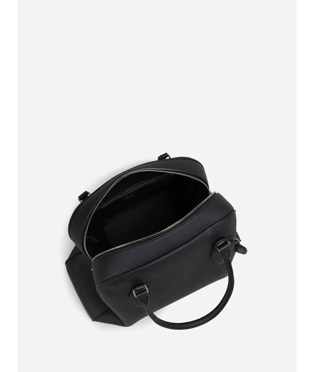 THE ROW Черная кожаная сумка с короткими ручками, фото 4