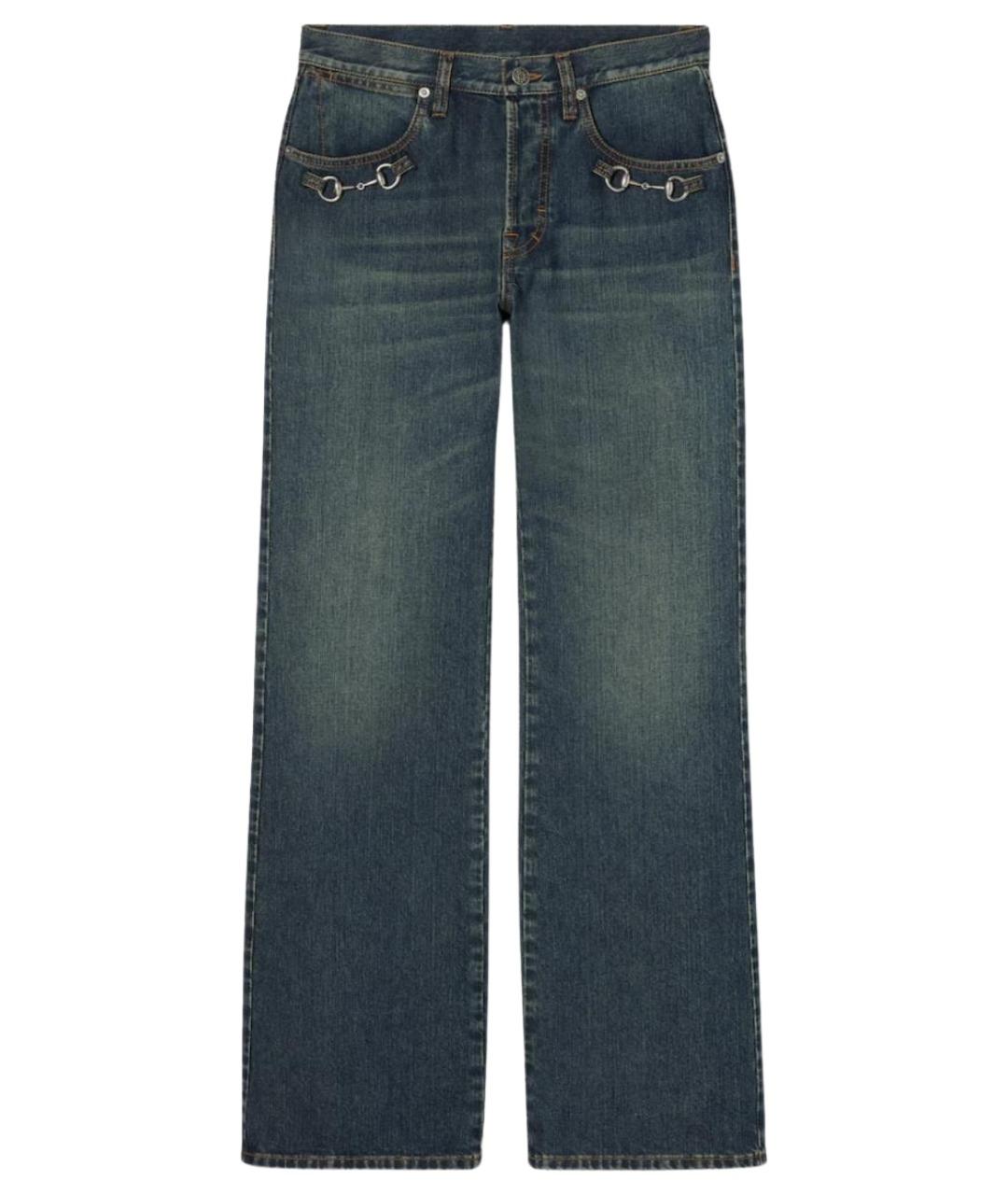 GUCCI Синие хлопковые прямые джинсы, фото 1