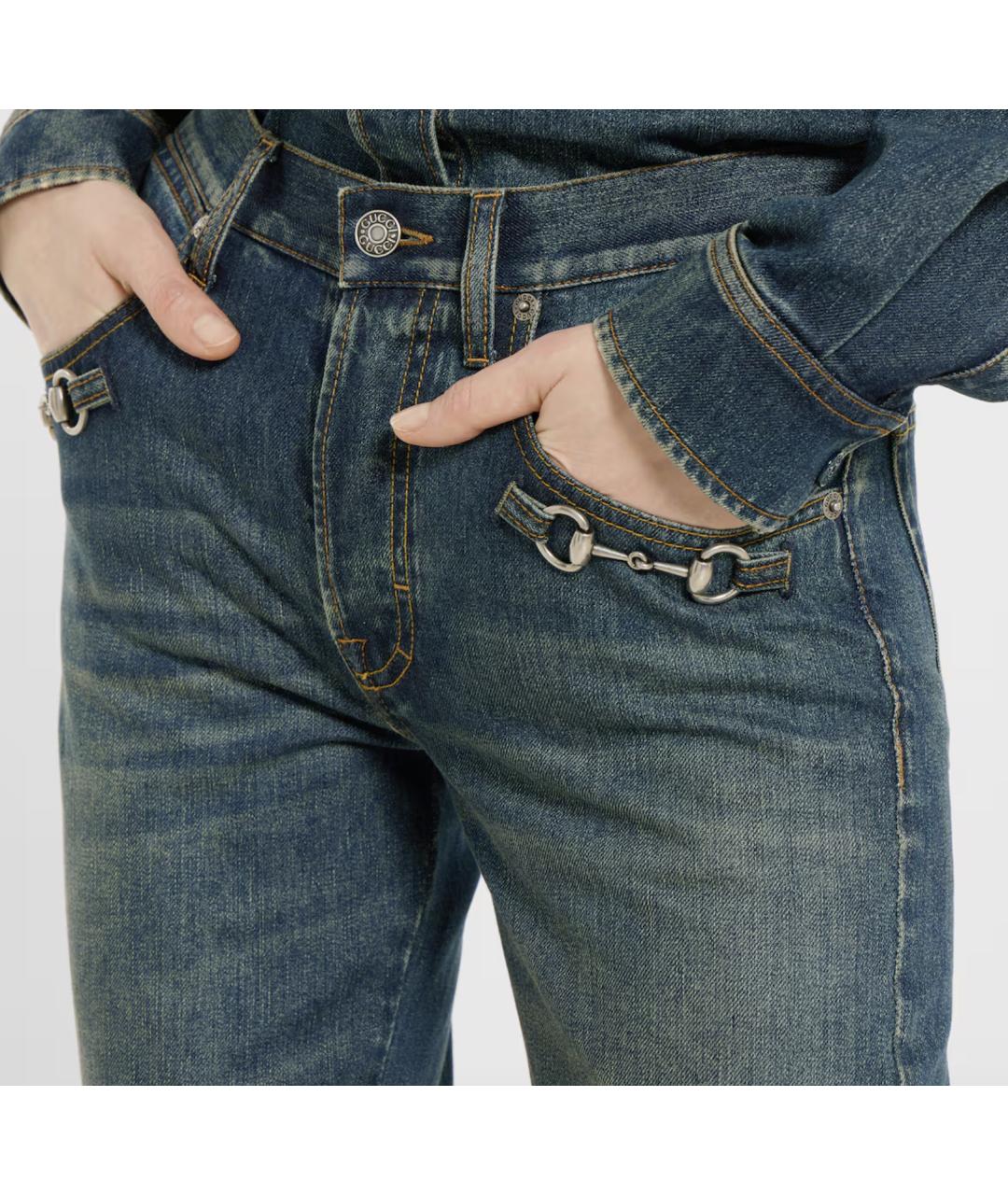 GUCCI Синие хлопковые прямые джинсы, фото 3