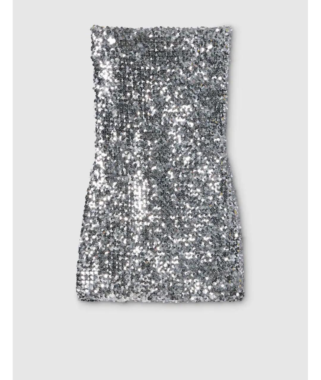 GUCCI Серебряное ацетатное коктейльное платье, фото 6