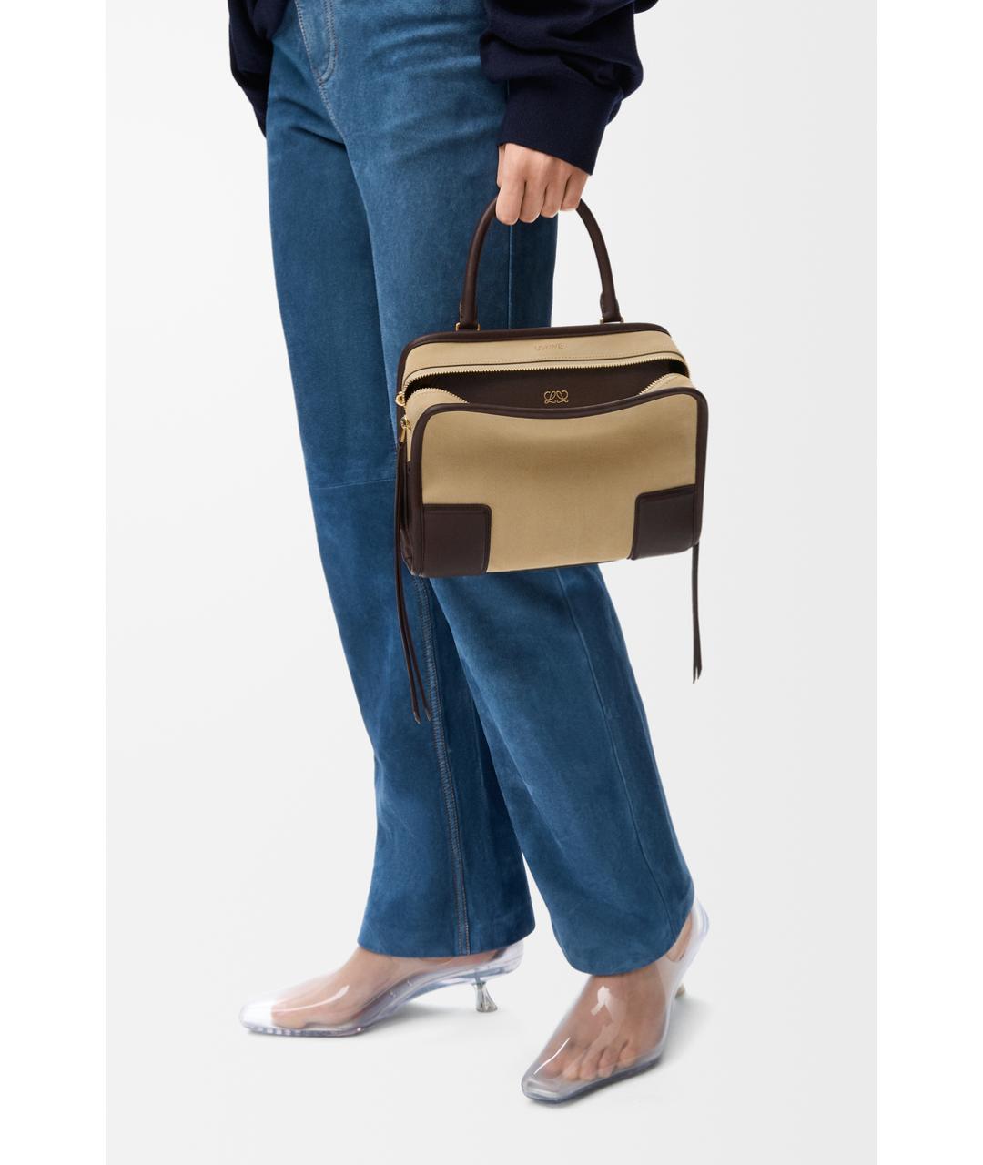 LOEWE Бежевая замшевая сумка тоут, фото 2