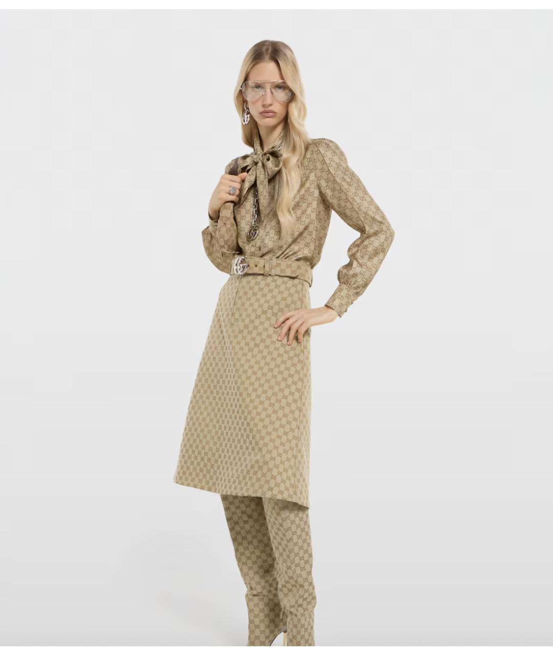 GUCCI Коричневая шелковая блузы, фото 2