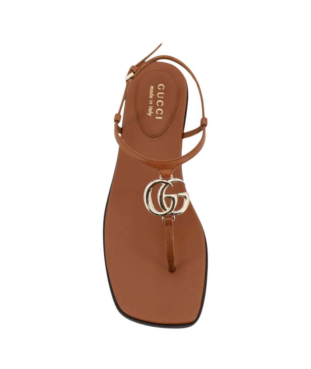 GUCCI Коричневые кожаные сандалии, фото 4