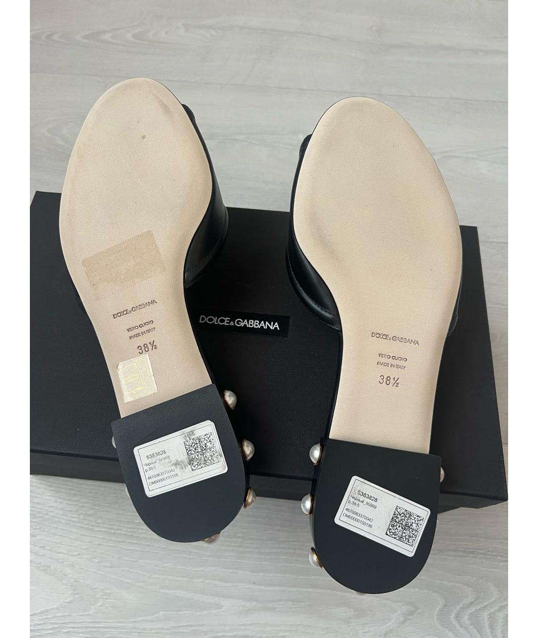 DOLCE&GABBANA Черные кожаные сандалии, фото 6