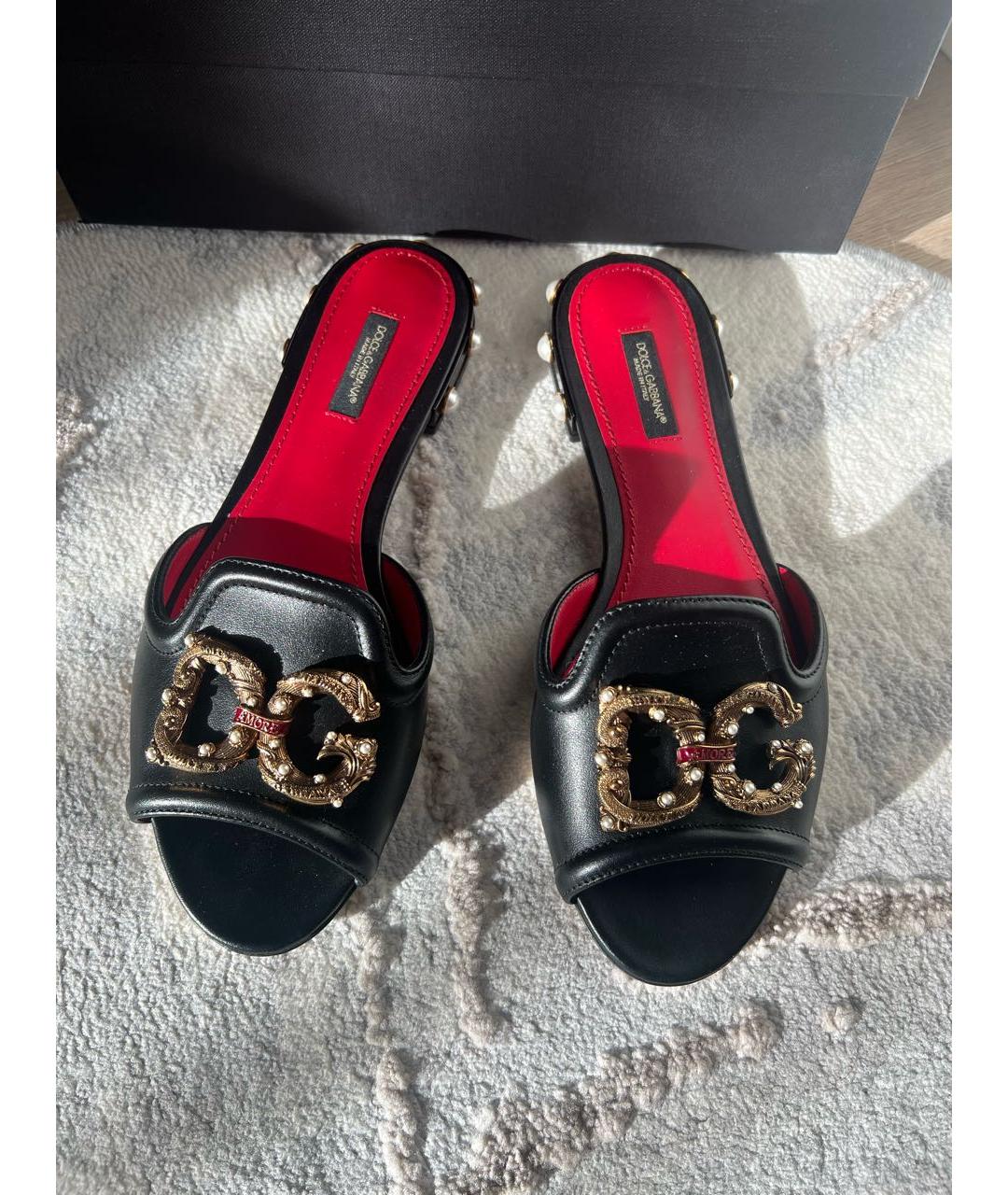 DOLCE&GABBANA Черные кожаные сандалии, фото 5