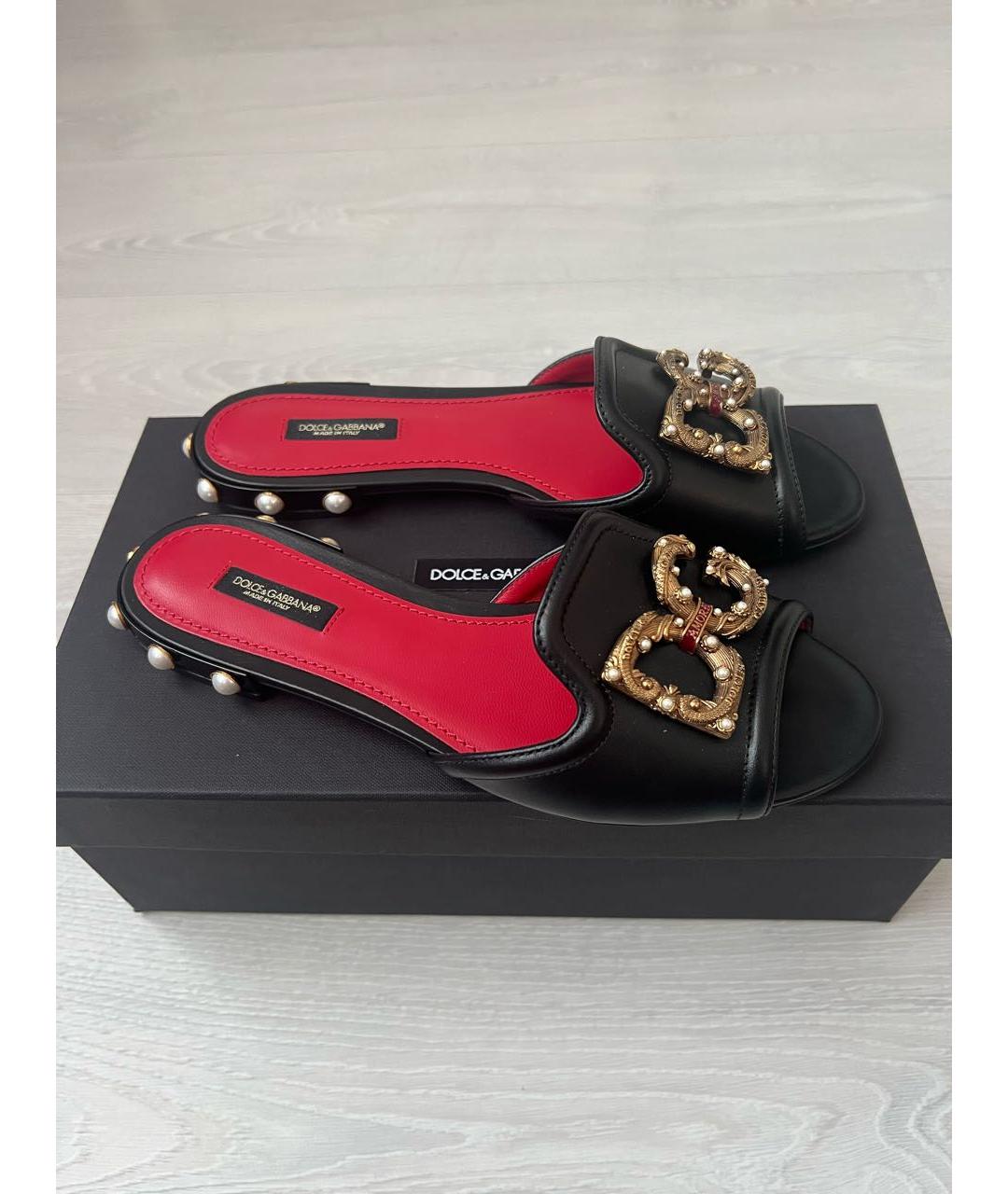 DOLCE&GABBANA Черные кожаные сандалии, фото 8
