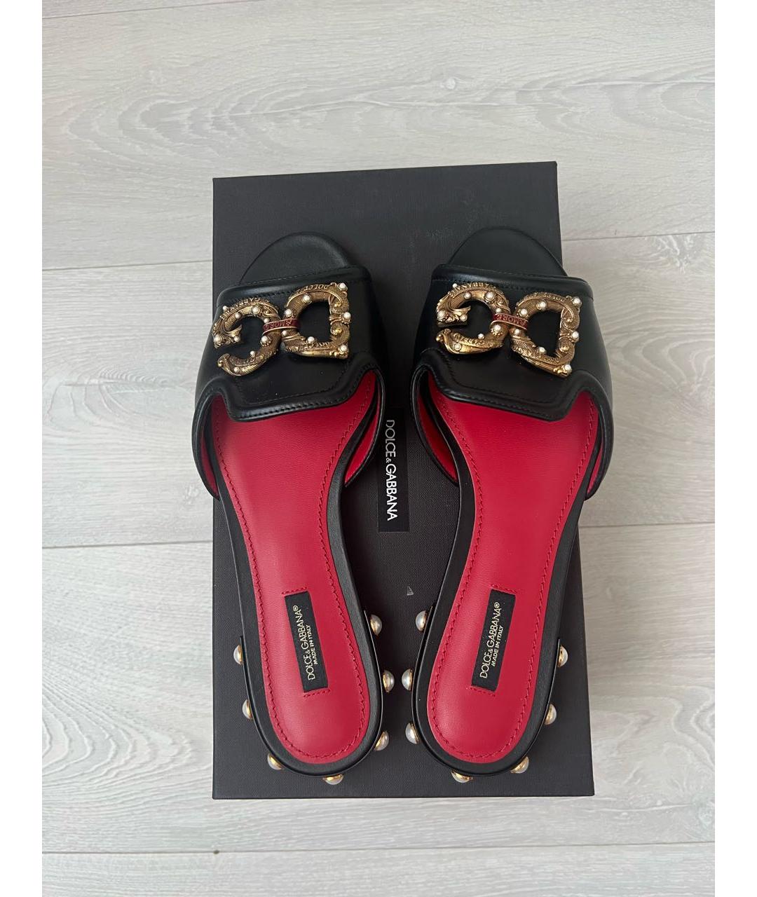 DOLCE&GABBANA Черные кожаные сандалии, фото 3