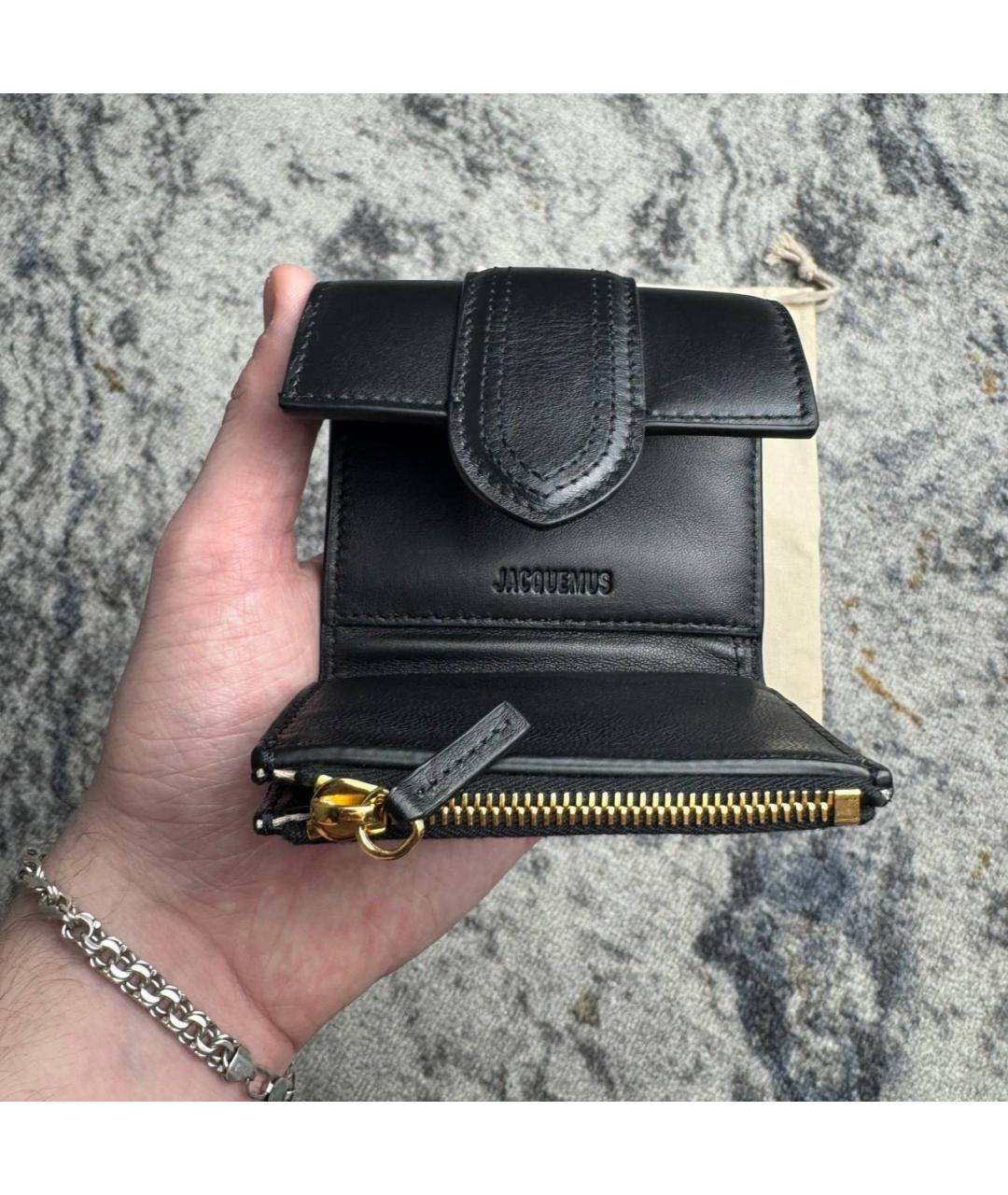 JACQUEMUS Черный кожаный кошелек, фото 3