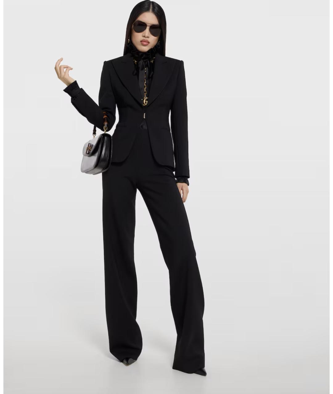 GUCCI Черные шерстяные прямые брюки, фото 2