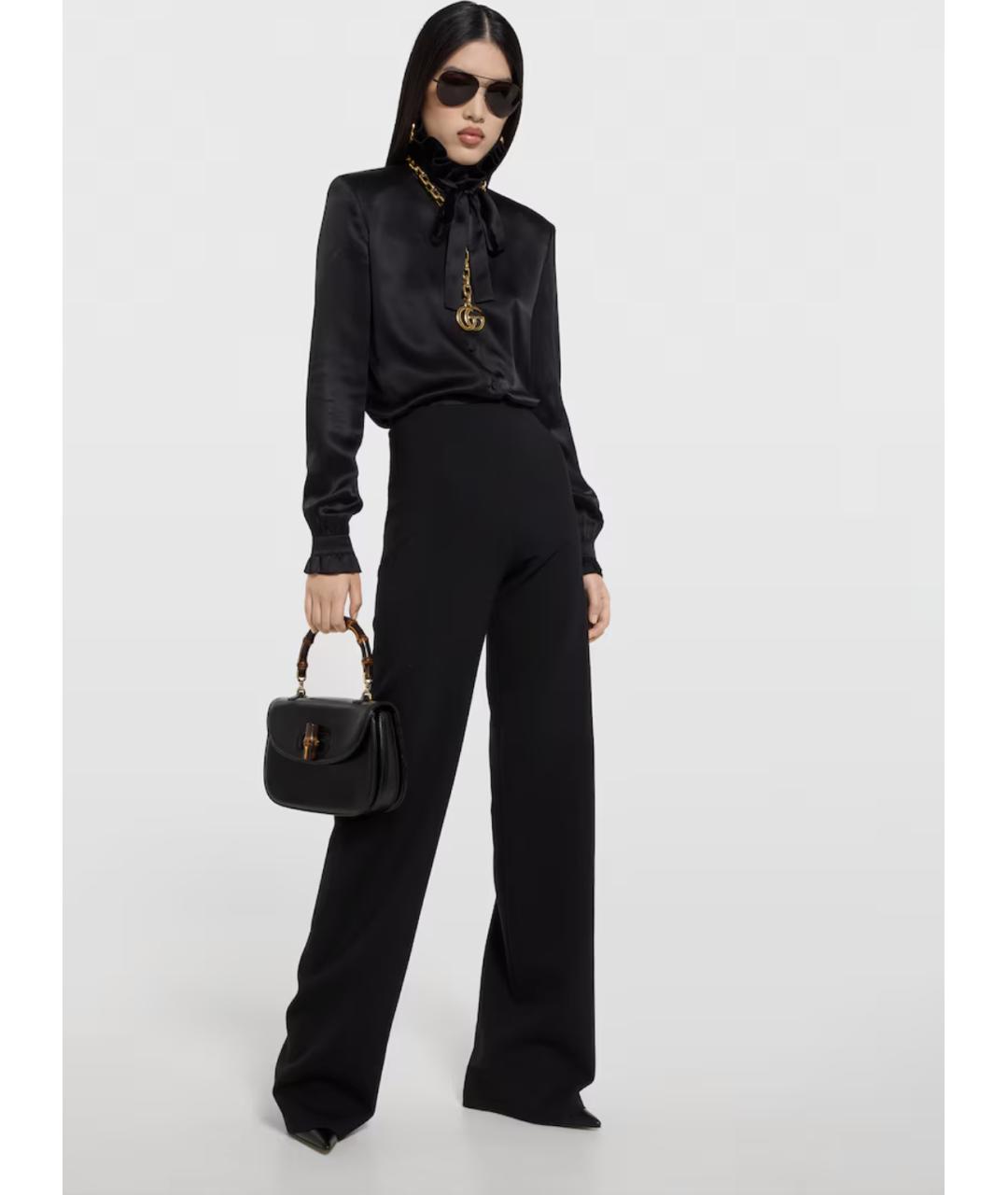 GUCCI Черная шелковая блузы, фото 2