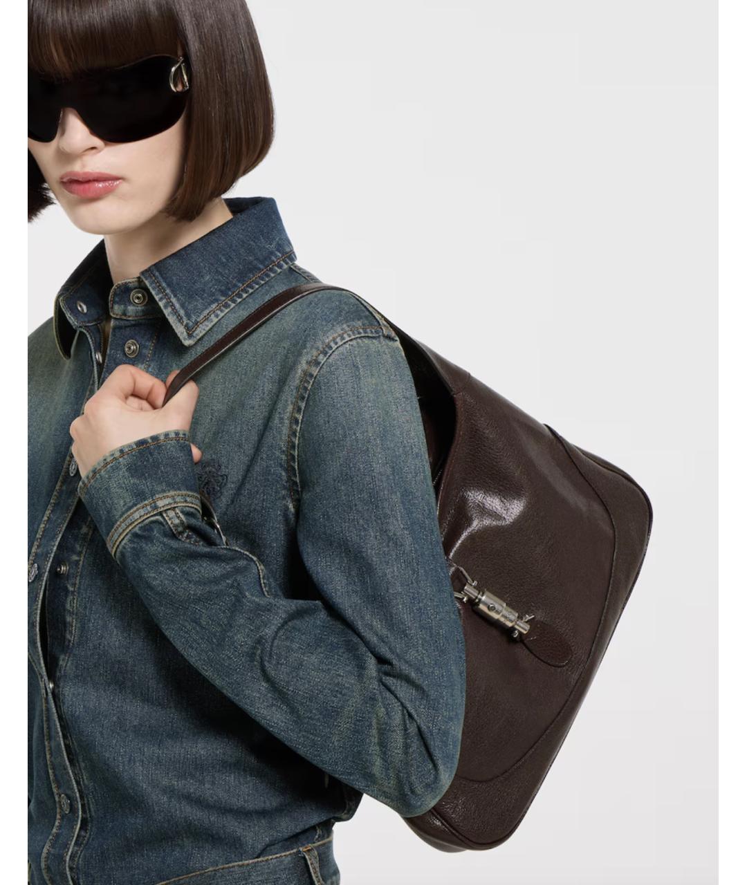 GUCCI Коричневая кожаная сумка через плечо, фото 3