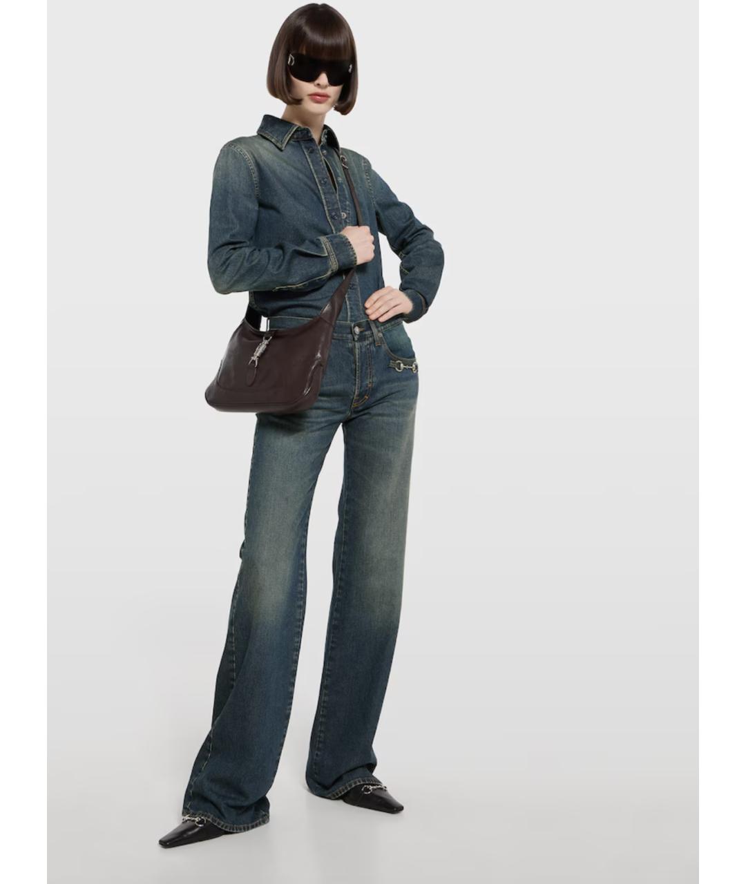 GUCCI Коричневая кожаная сумка через плечо, фото 4