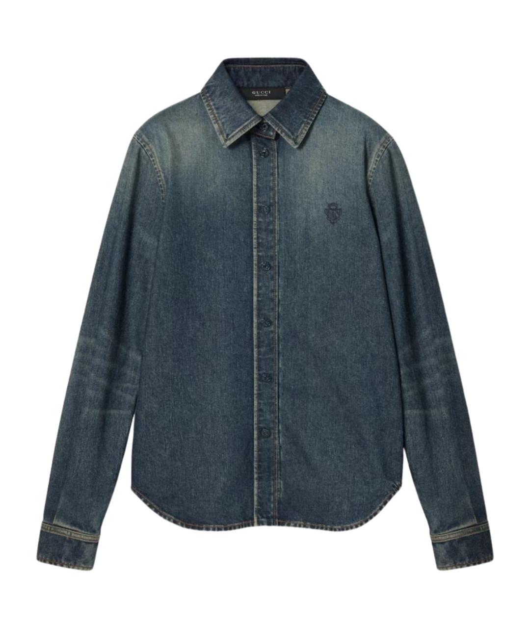 GUCCI Синяя хлопковая рубашка, фото 1