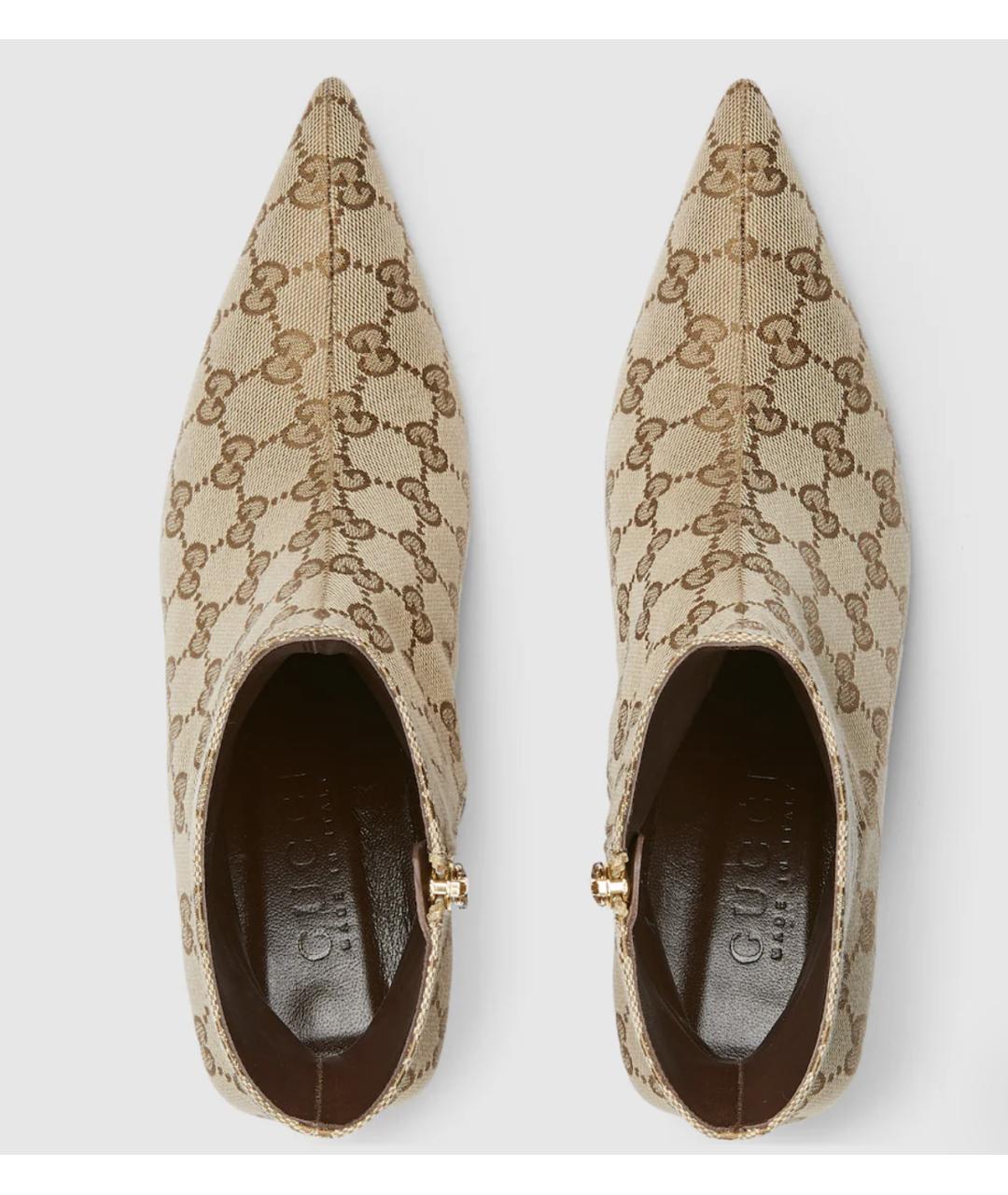 GUCCI Бежевые текстильные ботильоны, фото 4