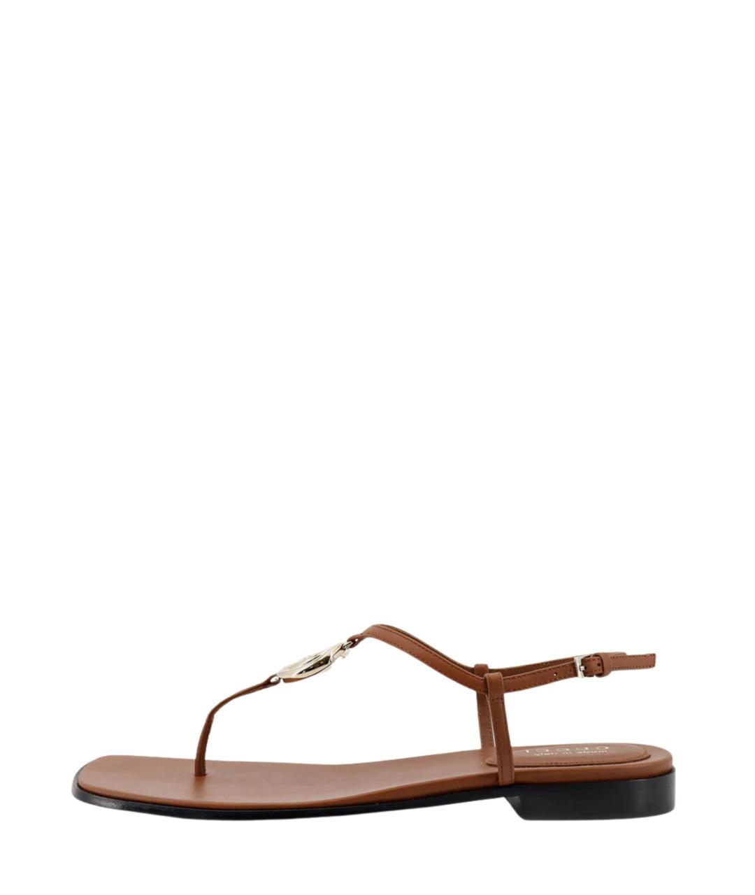 GUCCI Коричневые кожаные сандалии, фото 2