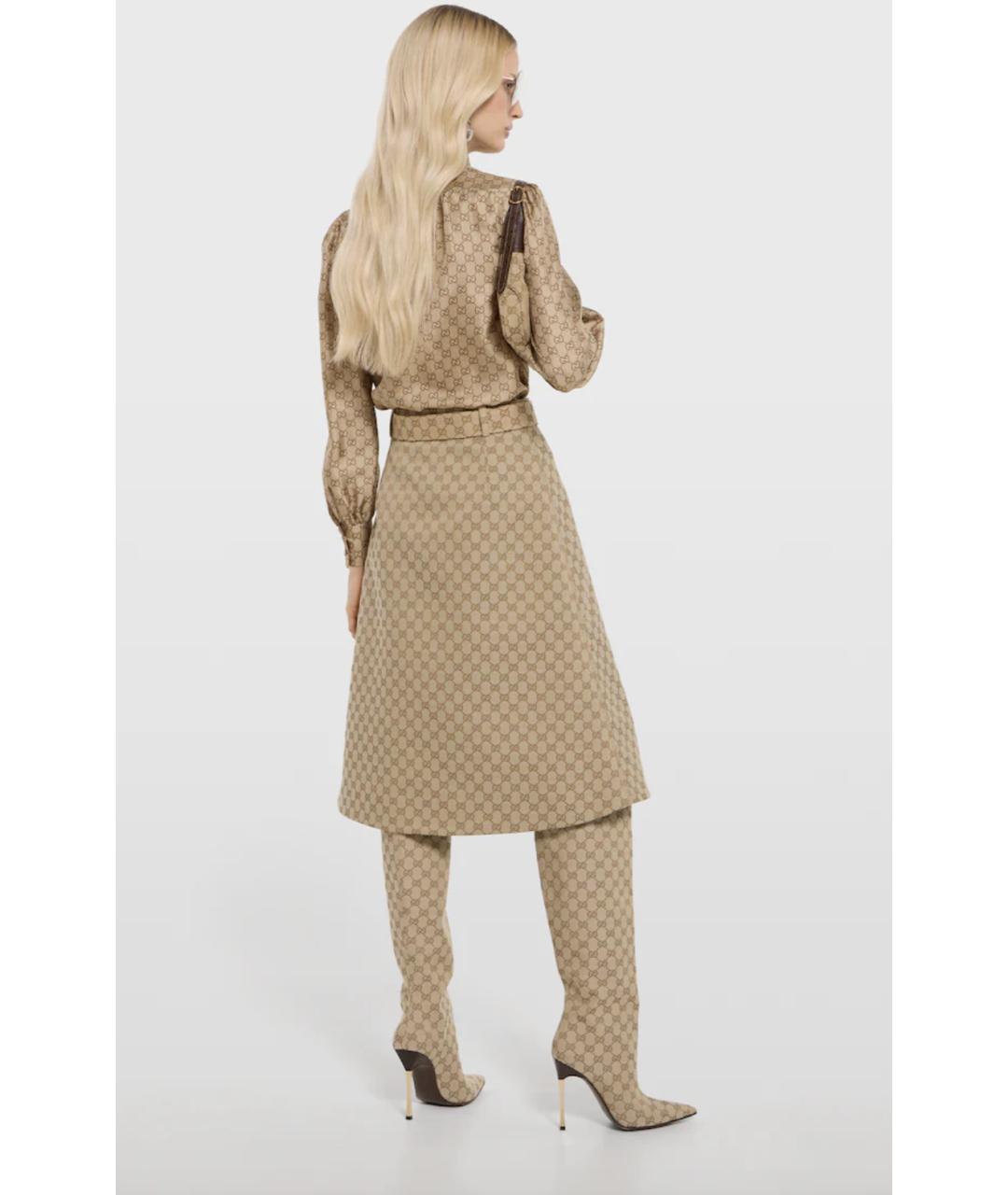 GUCCI Бежевая полиэстеровая юбка миди, фото 3