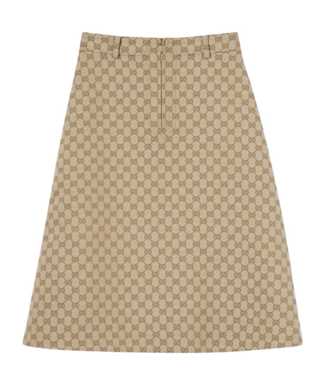 GUCCI Бежевая полиэстеровая юбка миди, фото 1