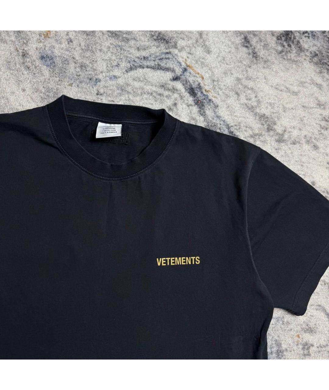 VETEMENTS Черная хлопковая футболка, фото 3