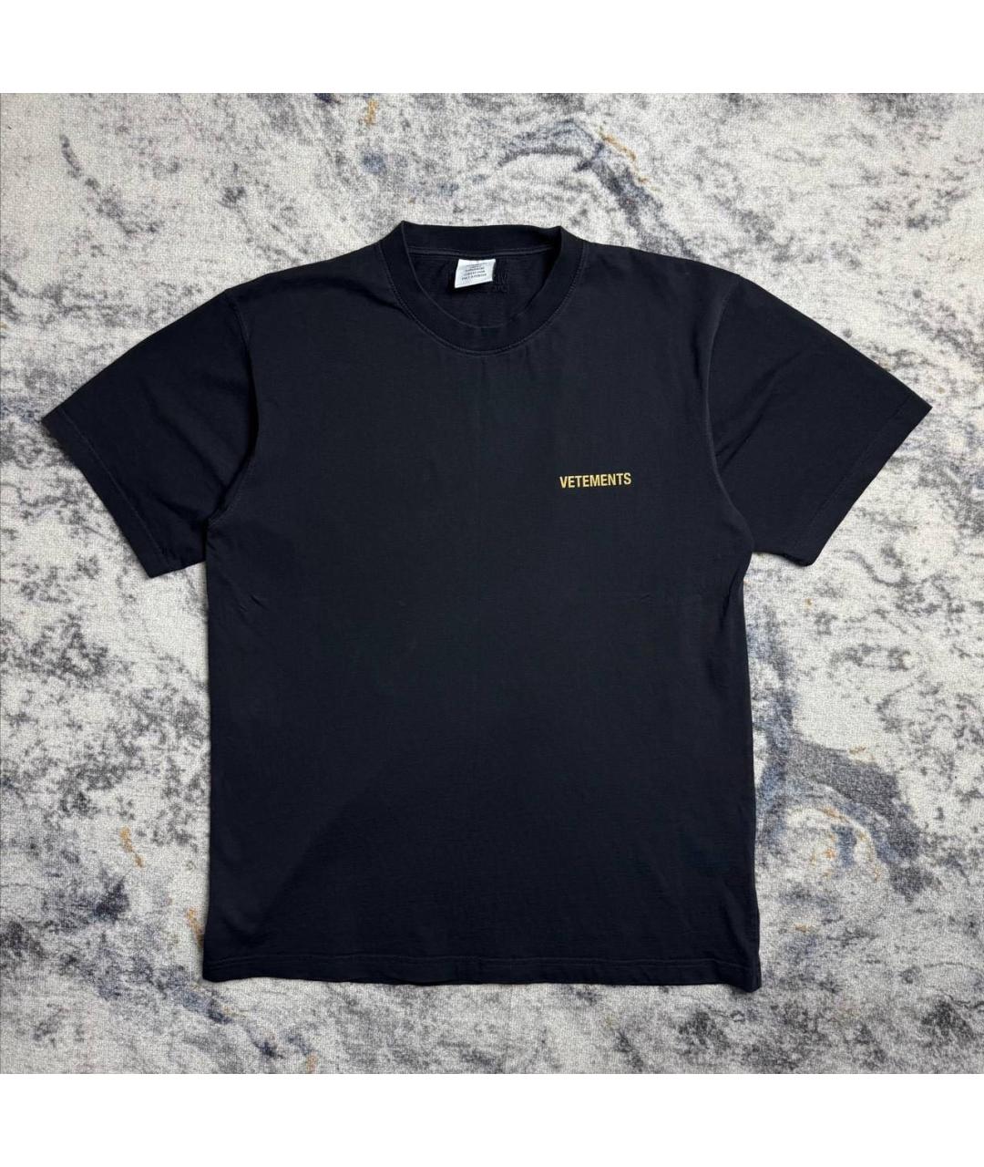 VETEMENTS Черная хлопковая футболка, фото 6