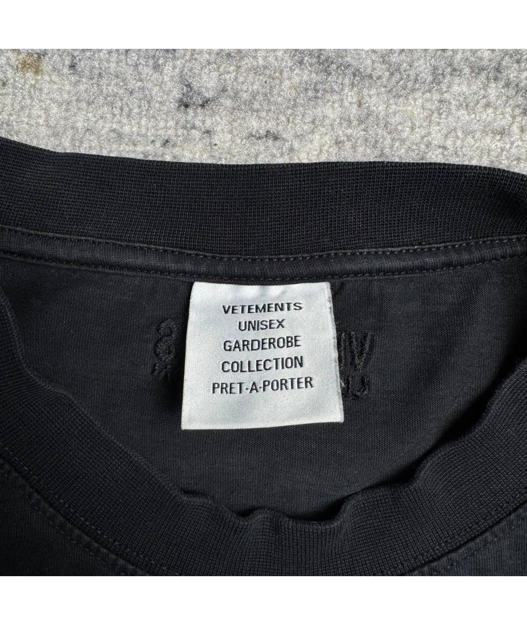 VETEMENTS Черная хлопковая футболка, фото 5