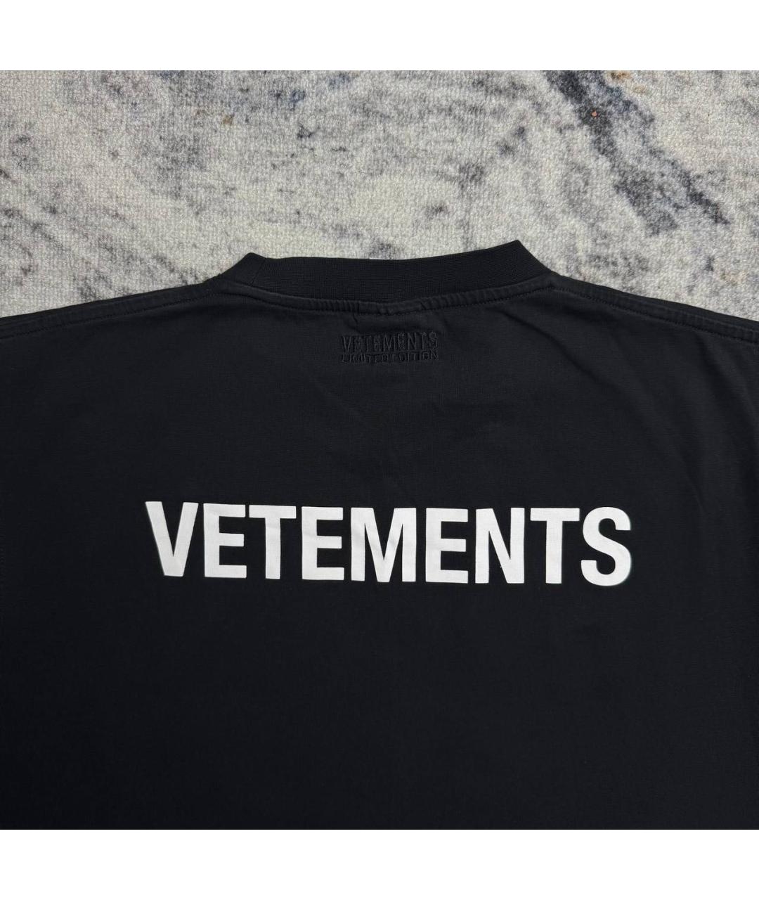 VETEMENTS Черная хлопковая футболка, фото 4