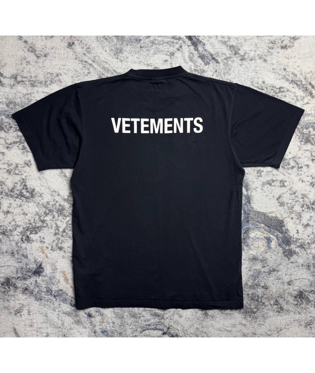 VETEMENTS Черная хлопковая футболка, фото 2