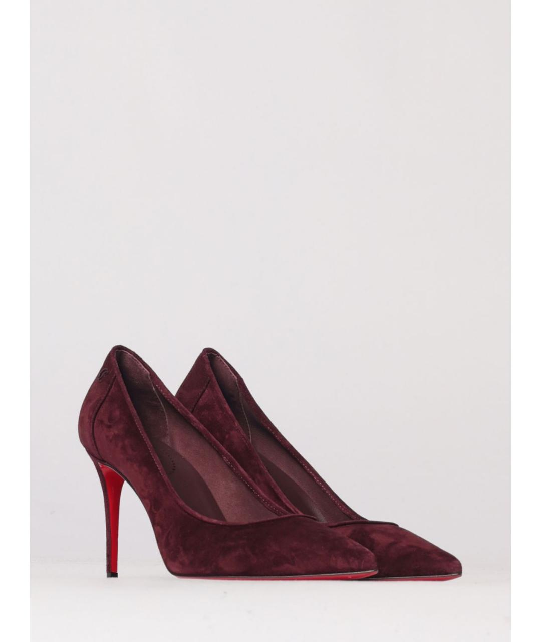 CHRISTIAN LOUBOUTIN Бордовые замшевые туфли, фото 2