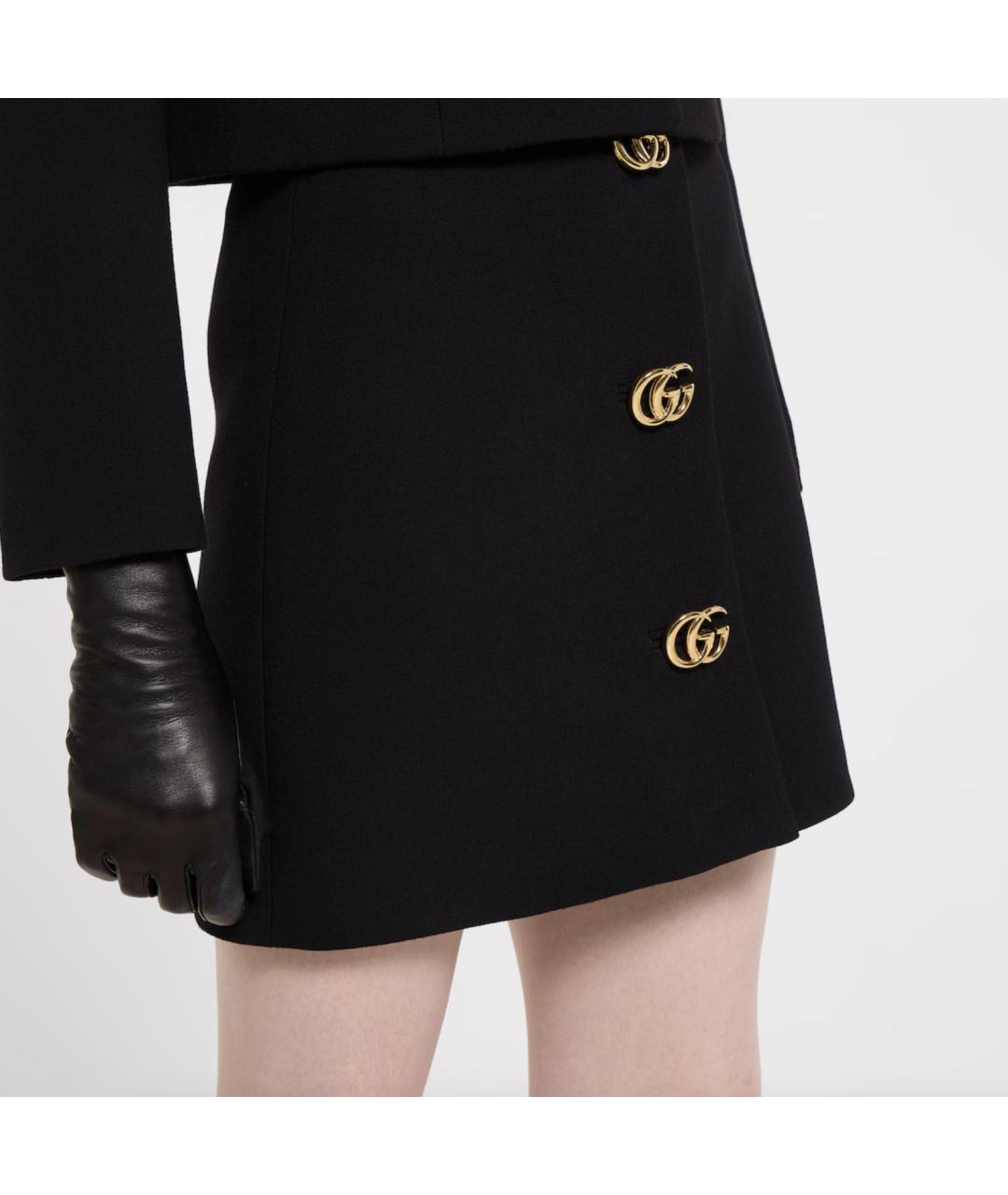 GUCCI Черная шерстяная юбка мини, фото 3