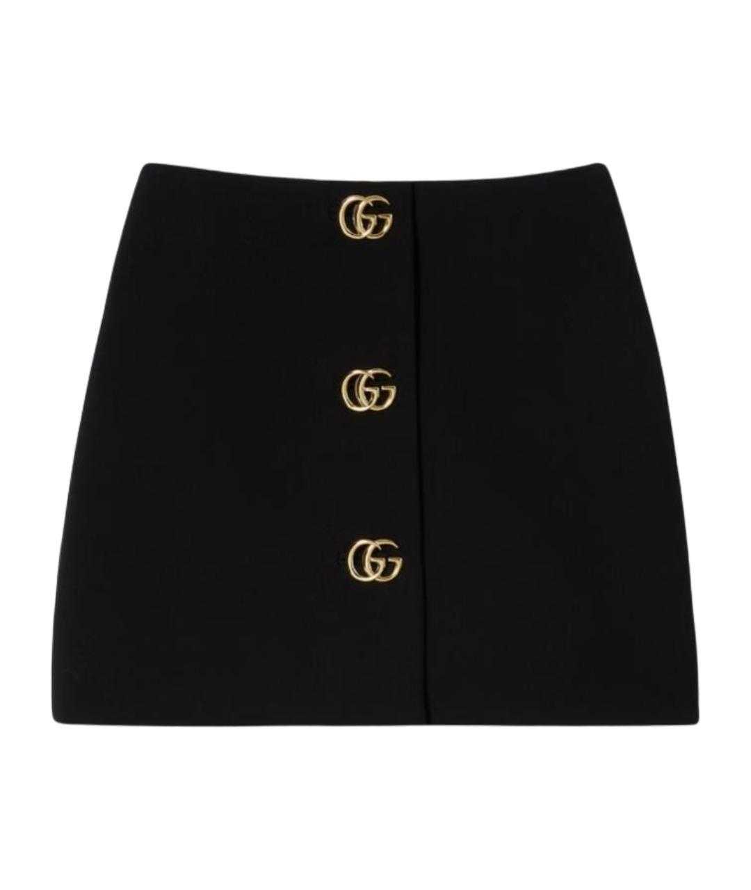 GUCCI Черная шерстяная юбка мини, фото 1