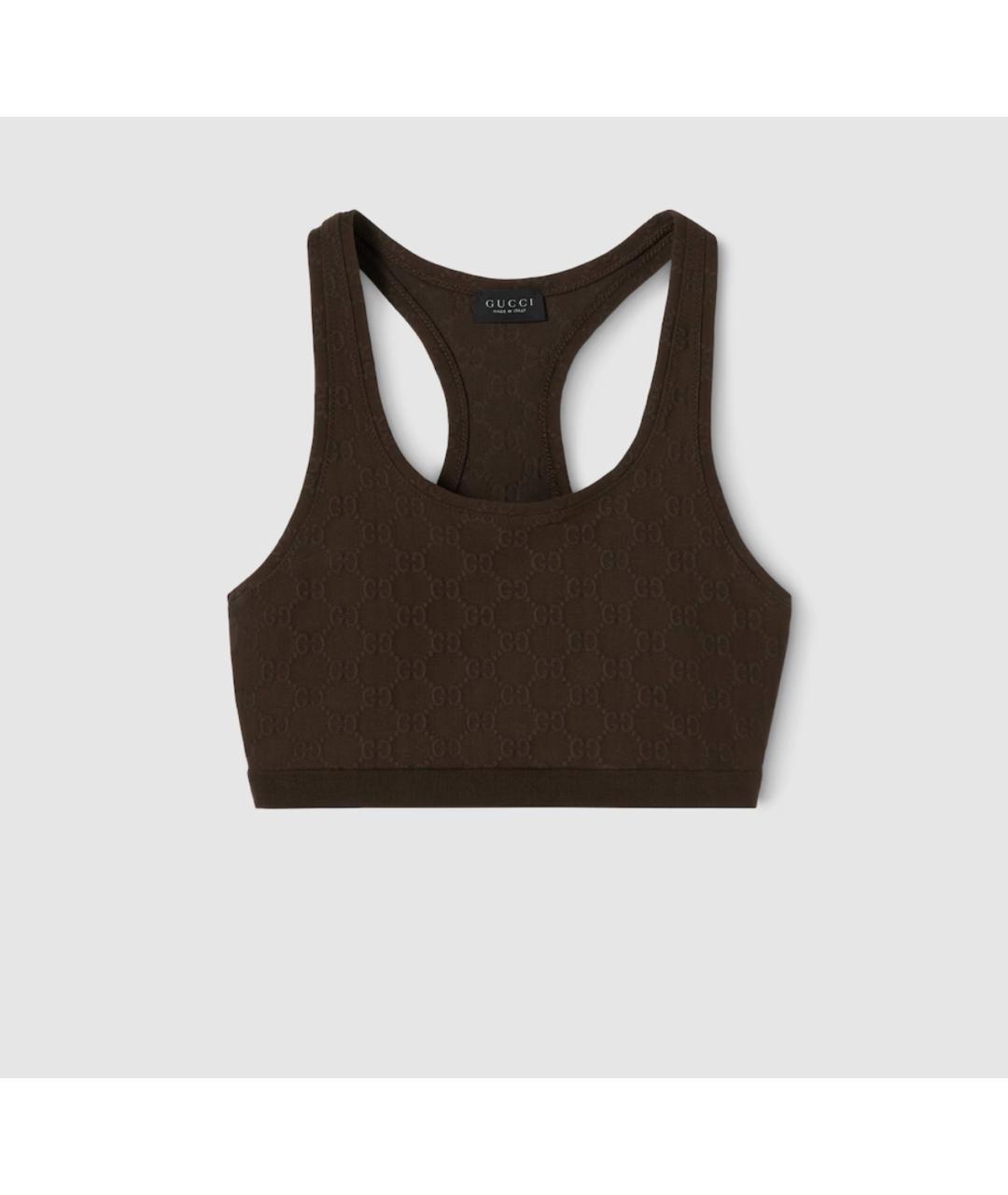 GUCCI Коричневая полиамидовая майка, фото 5