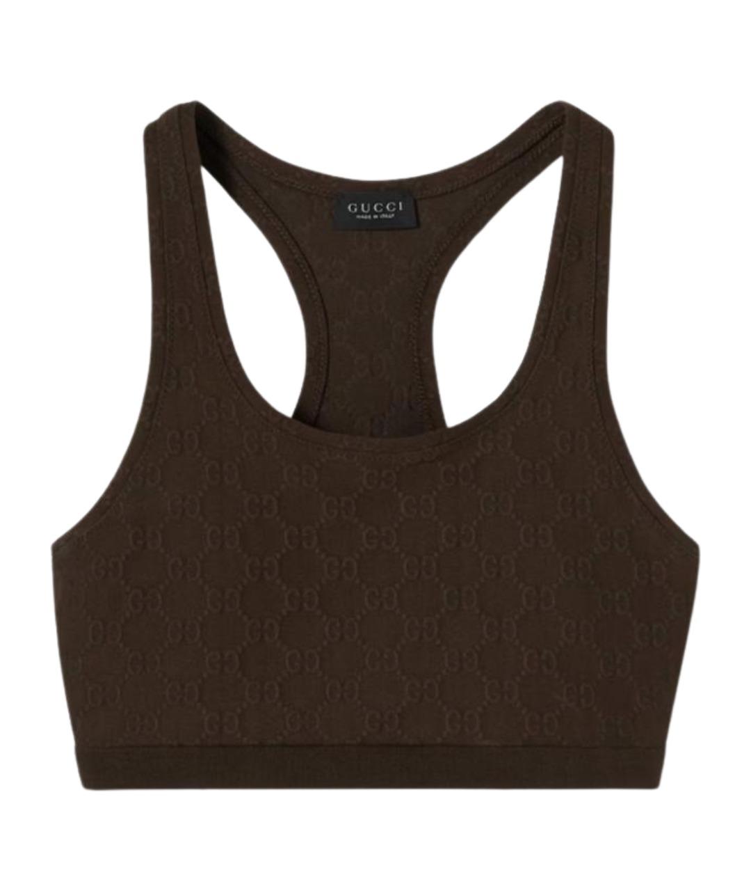 GUCCI Коричневая полиамидовая майка, фото 1