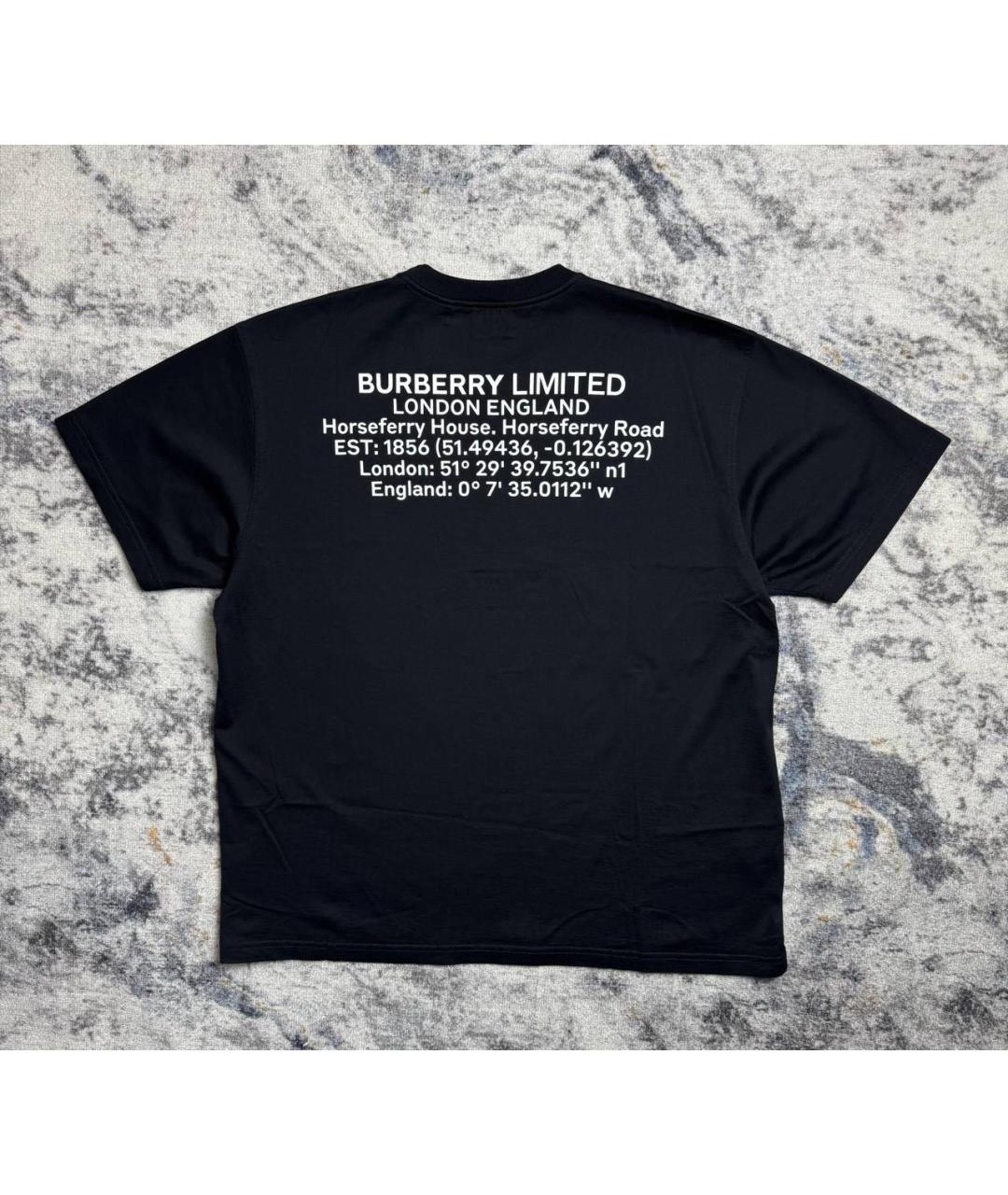 BURBERRY Черная хлопковая футболка, фото 2